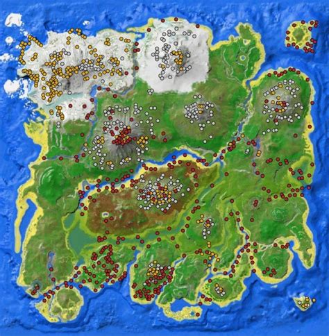 For locations of explorer notes, caves, artifacts, and beacons, see Explorer Map (Olympus). . Ark island resource map